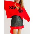thumbnail image 4 of FOCUSNORM Women's Christmas Loose Pullover Sparkly Rhinestone Letter Print Long Sleeve Crew Neck Sweatshirt, 4 of 9