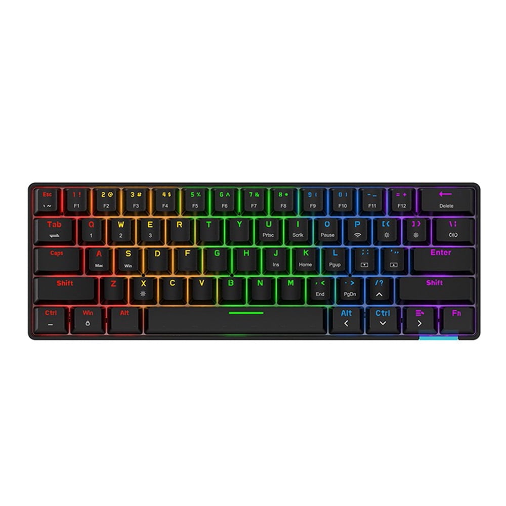 Daidai STK61 BT&Wired Dual-mode Mechanical Keyboard 61 Keys Mixed Light Gaming Office Mechanical Keyboard Black (Blue Switches)