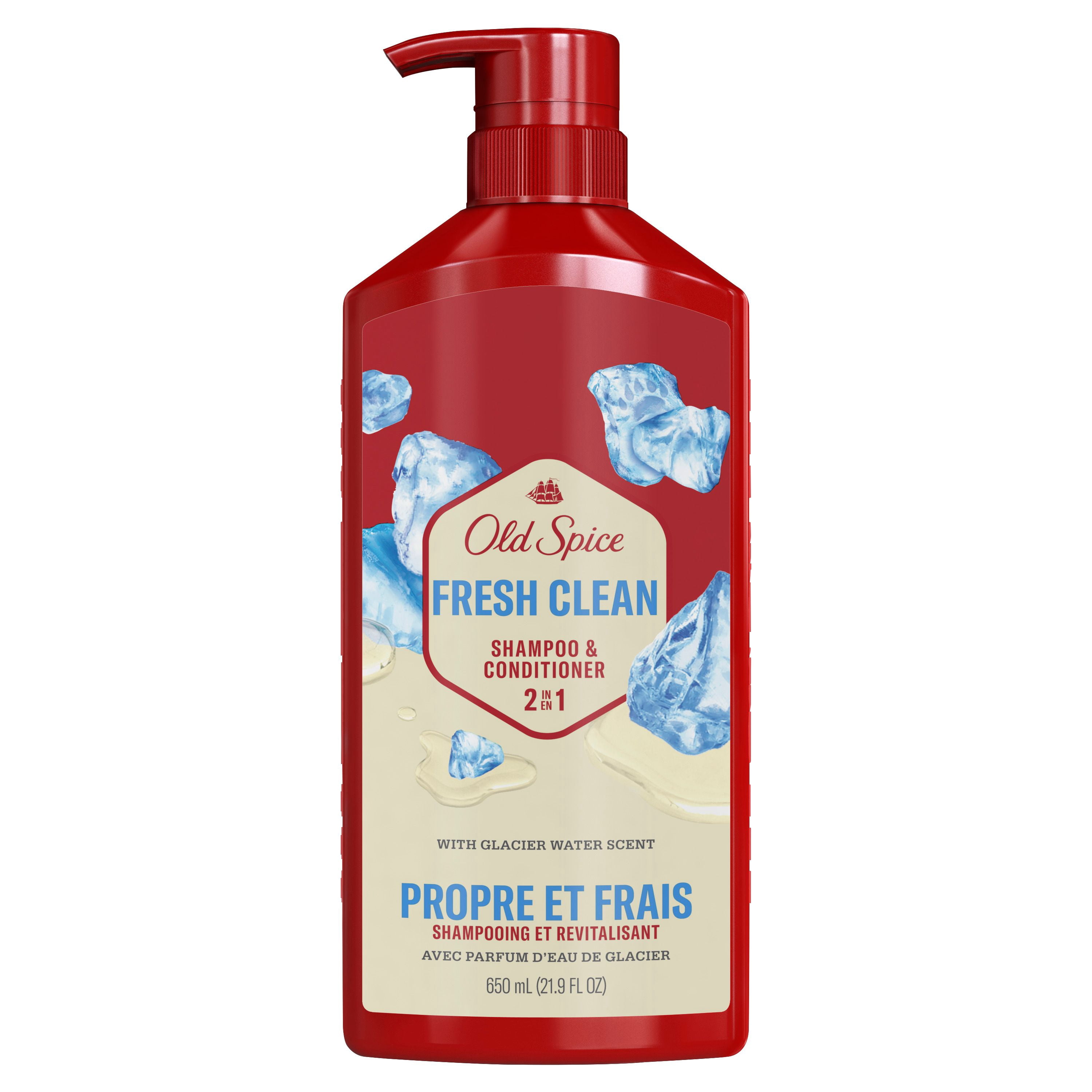 Old Spice Fresh Clean Shampoo and Conditioner 2in1 for Men with Glacier Water Scent, for Thick and Healthy Hair for Men