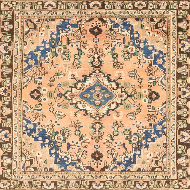 Ahgly Company Tapis d'Intérieur Carrés Abstraits Jaunes Abstraits pour Aire, 5 Pieds Carré