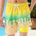 thumbnail image 1 of Kids Kids Swim Trunks With Ice Print Elastic Waist Drawstring Quick Dry Boys Shorts 7-8 Years, 1 of 4