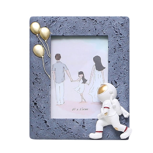 Family Photo Frame With Astronaut Figurine Table Decor For Birthday Party 8 in x 10 in