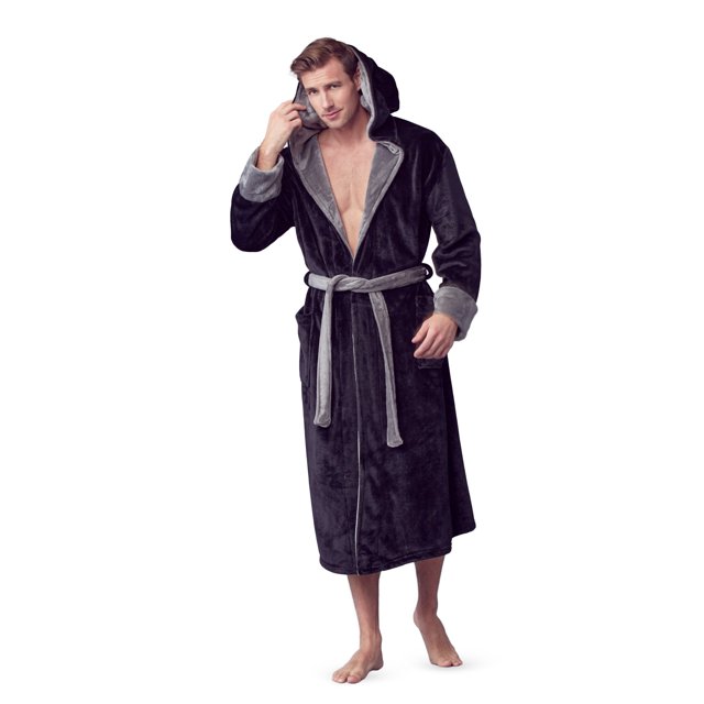Mens Plush Robe with Slipper Set - BOSS - Men Bathrobe Collection - Lifetime Durable, Curated Hotel Spa Robe with Hood & Pockets - Anti-Slip Belt - Breathable Yet Warm - Won’t Pill, Tear or Darken