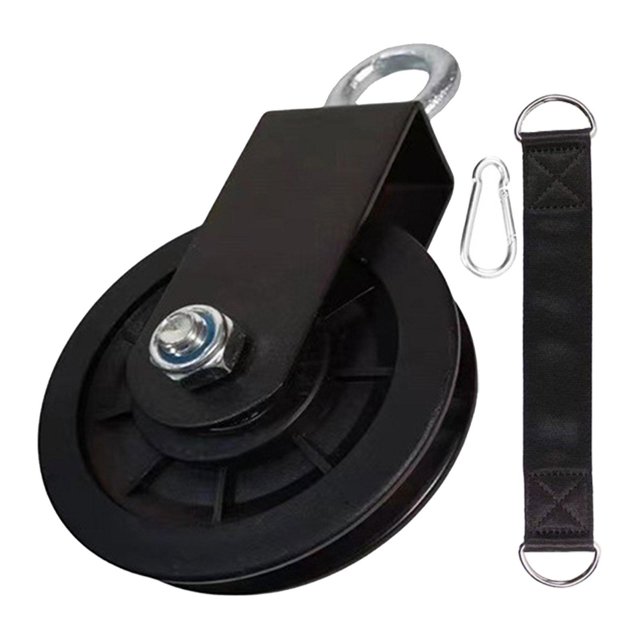 Almencla Cable Pulley Wheel Mute Lifting Pulley System for DIY Attachment Gym Fitness With Buckle Strap