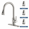 thumbnail image 2 of APPASO Robinet de Cuisine en Nickel Brossé avec Vaporisateur Rétractable, Robinet d'Évier à Barre en Acier Inoxydable à une Seule Poignée, 3 Modes de Jet, Bec Pivotant à 360°, 2 of 19