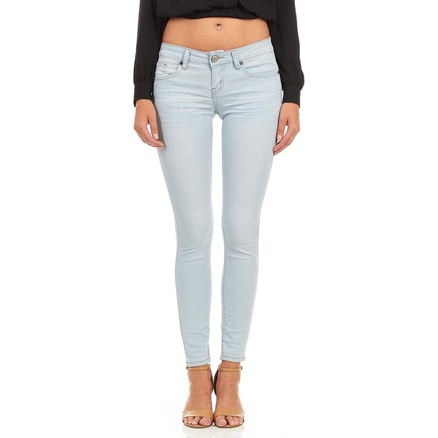 Cover Girl Jeans Juniors Low Rise Waisted Butt Shaping Skinny Grey Jeans Size 3