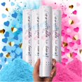 thumbnail image 1 of Gender Reveal Confetti Cannon - 4 Pack - Blue and Pink Biodegradable Gender Reveal Smoke Bombs and Heart Shaped Confetti Poppers | Gender Reveal Powder Cannon | Powder Blaster Gender Reveal Machine, 1 of 9