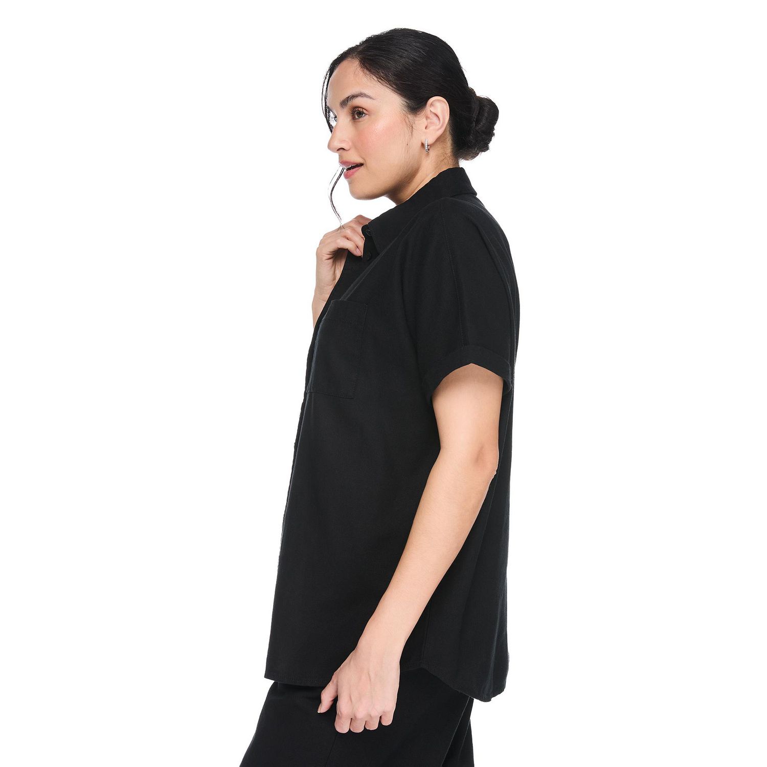 George Women's Linen-Blend Camp Shirt