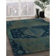 thumbnail image 2 of Ahgly Company Tapis d'Intérieur Carrés Abstraits Vert Sarcelle Profond, Tapis de Zone Abstraits, 6 Pieds Carré, 2 of 6