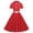 Red, variant on Meichang A Line Dresses for Women Tunic Button Up Dot Print Midi Dress Vintage Flared Swing Casual Sundress Elegant Lapel Short Sleeves Party Work Dresses