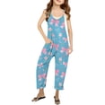 thumbnail image 1 of Girls Overall Bow Print Summer Rompers for Girls Casual V Neck Suspender Rompers with Pockets Girls Outfits Size 8-10 Y, 1 of 5