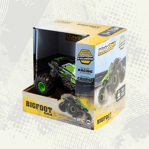 ホビーラジコン Monster truck Motor Dayz 1:43 Scale RC Bigfoot Green Flames Monster Truck with