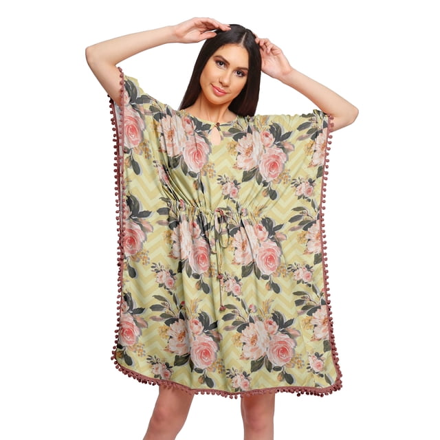 Moomaya Robe Caftan Imprimée de Couverture de Bikini Robes Caftan pour Femmes Grande Taille