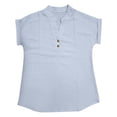thumbnail image 4 of 2025 Women Spring Summer Clothing Sleeve Tee Solid Button Back Ruffled Baseball Tees for Women Short Sleeve Trim Blouse Casual Short Summer Tops Sleeve Blouse, 4 of 4