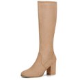 thumbnail image 1 of Unique Bargains Women's Round Toe Block Heel Knee High Boots, 1 of 5