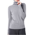 thumbnail image 1 of AherBiu Hauts d'Hiver pour Femmes Col Roulé Manches Longues Blouse en Coton Tricoté Chandail T-Shirts Basiques, 1 of 5