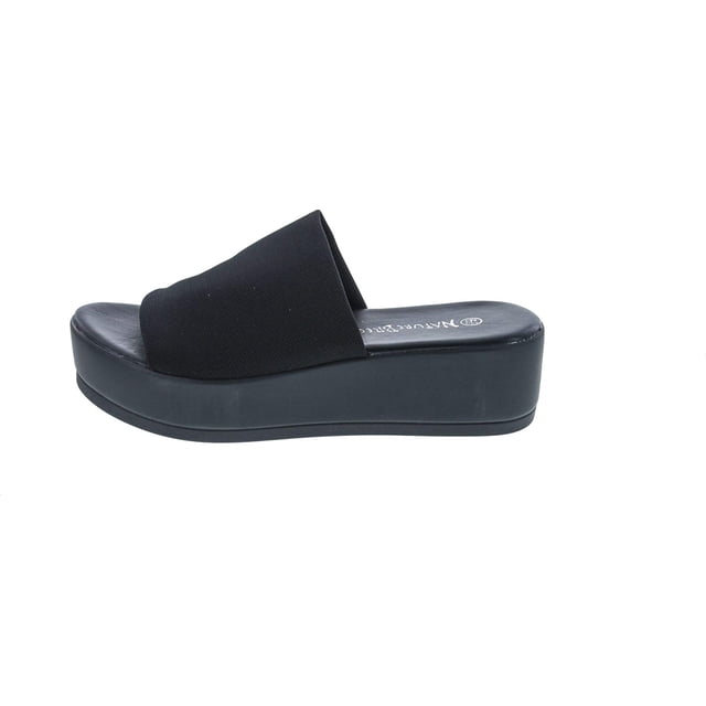 Nature Breeze Womens Stretchy Slip On Peep Toe Backless Platform Sandals Black 10