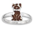 thumbnail image 1 of Bague pour Chien en Argent Sterling Stackable Expressions Marron Émaillée Taille 7, 1 of 3
