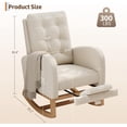thumbnail image 2 of Twister.CK Modern Rocking Accent Chair with Footrest, Upholstered Rocker Glider with Side Pocket, for Living Room, Bedroom, Nursing Room, White, 2 of 8