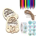 thumbnail image 1 of 1 Set Easter Egg Pendant Creative Shape Exquisite Pattern Smooth Edge Burr Free Easy to Hang Wooden Egg Hanging Pendant Decal DIY Craft Kit Home Supplies, 1 of 8