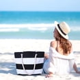 thumbnail image 1 of RXIRUCGD Sac de Plage Estival Tropical à Rayures pour Femmes, Sacs Fourre-Tout Réutilisables, Sac d'Épicerie à Bandoulière avec Poche à Fermeture Éclair, 1 of 7