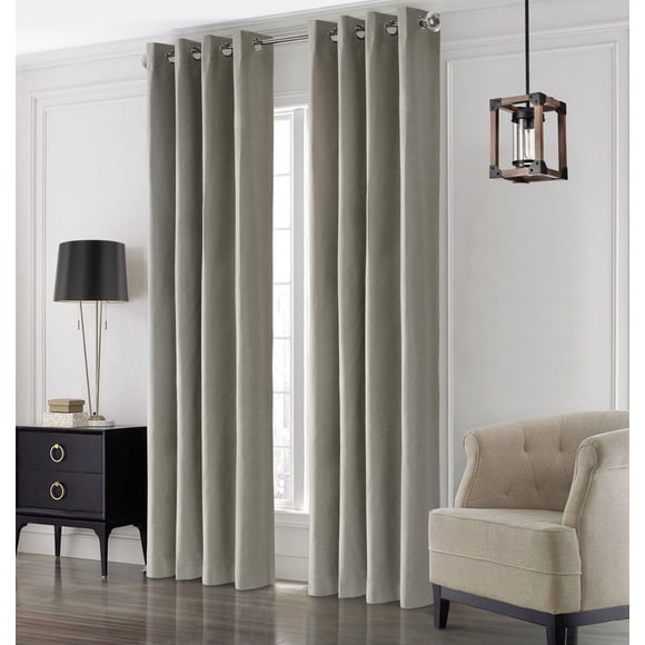 Peru 100% Total Blackout Grommet Curtain Panel Pair by Thermaplus - 52" x 108" in Light Grey