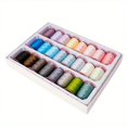 thumbnail image 1 of SNNROO Ensemble de Fils à Broder en Polyester 24 Couleurs - 120D/2 Haute Résistance Fil à Broder en Machine 24 Bobines Fil de Soie Glacée Multicolore pour Couture et Broderie de Vêtements, 1 of 5