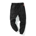 thumbnail image 3 of MAWCLOS Mens Cargo Pants Elastic Waist Trousers Solid Color Jogger Pant Fitted Hiking Drawstring Bottoms Black S, 3 of 3