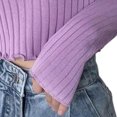thumbnail image 4 of JDQJBZ Summer Womens Tops,Tops For Women Trendy Ruffle Slim Off Shoulder Crop Knit Long Sleeve Top For Spring Summer, 4 of 5