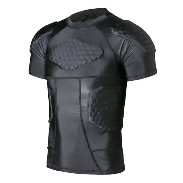 Men's Padded Compression Shirt Protective Shirt Rib Chest Protector for Football Paintball Baseball