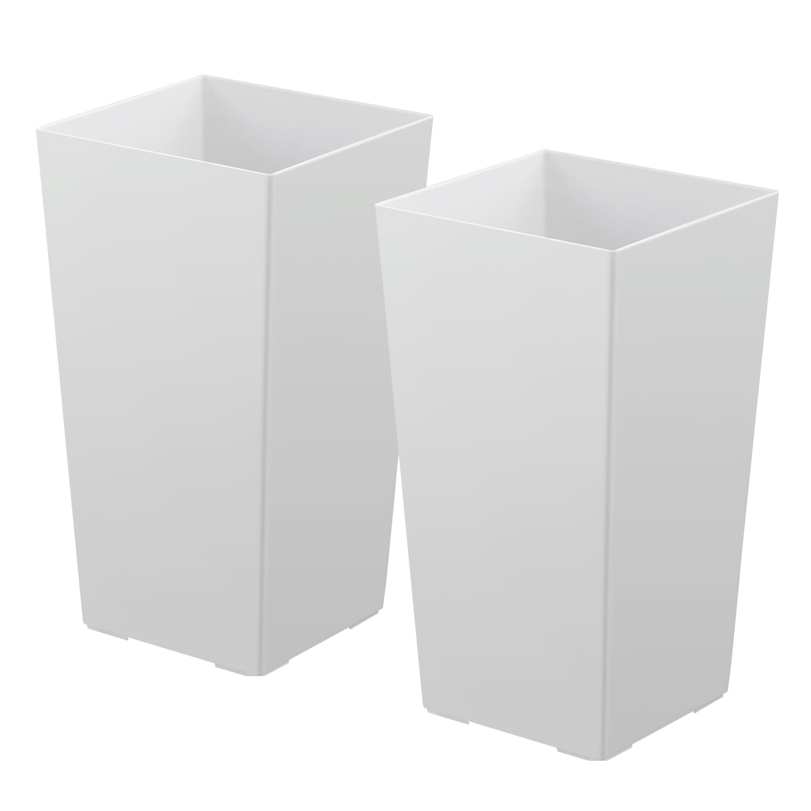 KFFKFF Tall Planters Set of 2, 22 Inch Large Outdoor Taper Planters for Outdoor Indoor Plants, Front Porch Plastic Modern Flower Pots with Casters, Inner Pot & Drainage Holes