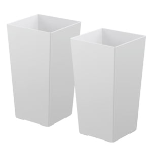 KFFKFF Tall Planters Set of 2, 22 Inch Large Outdoor Taper Planters for Outdoor Indoor Plants, Front Porch Plastic Modern Flower Pots with Casters, Inner Pot & Drainage Holes