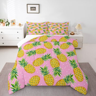 Erosebridal Nature Pineapple Bedding Twin Comforter Set,Botanical Plant Down Comforter,Tropical Decor,Lightweight,2-Piece