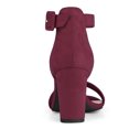 thumbnail image 2 of BLISSFUL STEP Women's Shoes Ankle Strap Block Heel Buckle Open Toe Sandals Burgundy 6, 2 of 8