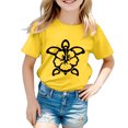 thumbnail image 1 of T-shirts Filles Mode Imprimé Tortue Col Rond Manches Courtes Décontractées Hauts Filles Jaune 12-13 Ans, 1 of 3
