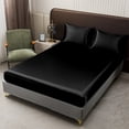 thumbnail image 4 of EGNMCR Soft Solid Matte Satin Hotel Silk Sheet Set Dull Deep Pocket Fitted Sheet Flat Sheet Pillowcase Polyester Bed Sheets Set, 4 of 6