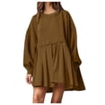 thumbnail image 1 of Pisexur Robe Chandail Surdimensionnée pour Femmes, Col Rond, Manches Longues, Patchwork, Robe d'Automne, Chandail à Enfiler, Hauts Amples et Fluides, Robe Chandail, Mini-Robe, 1 of 6