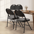 thumbnail image 2 of Set of 4 Folding Chairs, Linen Foldable Chairs with Metal Frame and Padded Seat, High Back Rest Easy to Fold and Store for Home, Office, Dining and Reception 47*50*88Cm, Gray, 2 of 8