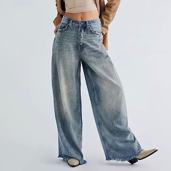 Soki Jeans pour Femmes Jeans à Jambe Grand Amples pour Femmes Pantalons en Denim Boyfriend Amples