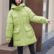 EGNMCR Womens Long Puffer Coat, Long Sleeve Padded Winter Down Coats, Hooded Parka Jacket Women Warm Pocket Coat Long Jacket Winter Sleeve Down Parkas Women Coat