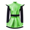 thumbnail image 3 of Moggemol Robe à Manches Longues Zippée avec Short Intégré, Patchwork Métallisé Brillant, Vêtements d'Extraterrestre pour Filles, Vert Fluorescent 14, 3 of 6