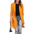 thumbnail image 4 of CEHVOM Women Button Pockets Three Quarter Sleeve Solid Office Coat Cardigans Suit Jacket Long Outwear, 4 of 6