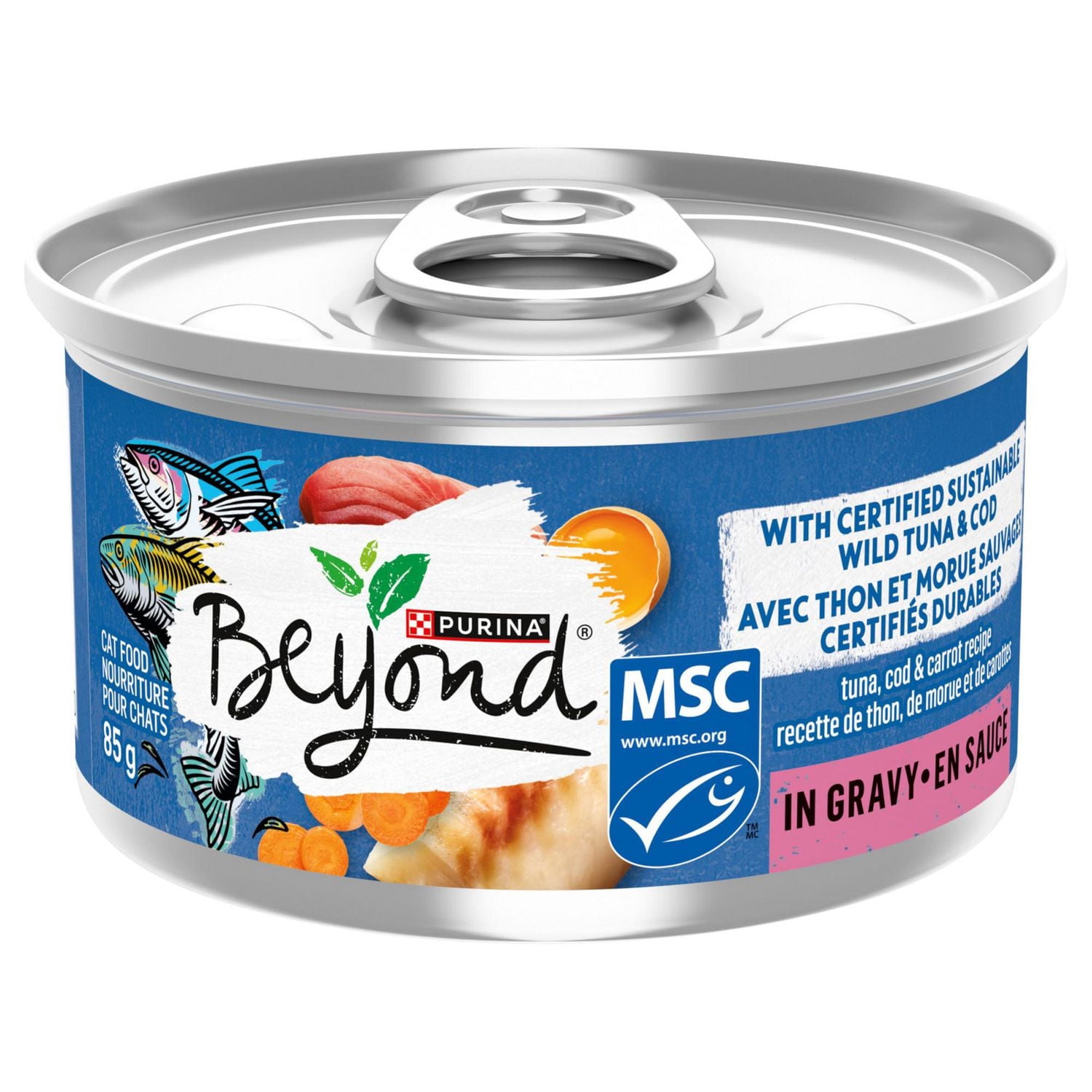 Beyond Wild Caught Tuna, Wild Alaskan Cod & Carrot Recipe in Gravy, Wet Cat Food 85 g