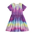 thumbnail image 2 of EGNMCR Robe Sans Manches Col Rond Été Filles Manches Courtes Motif Teinture sur Nœuds Robe Col Rond Robe Fille, 2 of 6