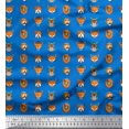 thumbnail image 1 of Soimoi Blue Poly Georgette Fabric Dog Face Cartoon Print Fabric by Yard 42 Inch Wide, 1 of 3