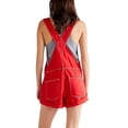thumbnail image 4 of Honganda Salopette Courte en Denim pour Femmes, Bretelles Ajustables, Poche, Combishort, Short, Poignets Roulés, 4 of 5