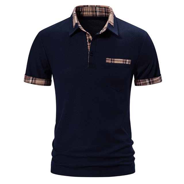 Birdeem Chemises pour Hommes Chemise Décontractée Patchwork Imprimé Bouton Col Rabattu Manches Courtes T-Shirt Chandail Blouse