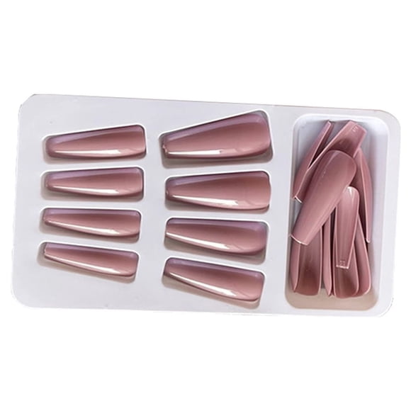Langgg 1 Set French Tip Press on Nails Coffin False Toe Files Glittery Stick Full Cover Ballet Style Beauty Tool DIY Decorations Type 16