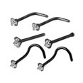 thumbnail image 4 of 6Pcs Tiny Bone Studs Nose Piercing Jewelry Stainless Steel Nose Screws Rings Set Black, 4 of 9
