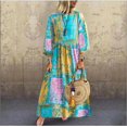 thumbnail image 3 of Robe Maxi Longue Boho en Coton et Lin pour Femmes Grande Taille, Robe Maxi de Plage à Manches Longues, Tunique Kaftan Boho Décontractée, Gitane Ethnique, 3 of 5